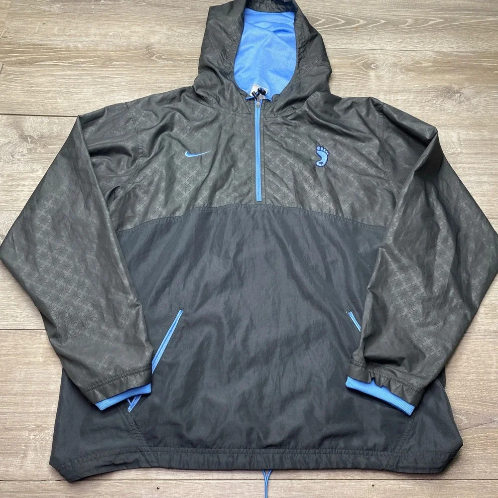 Nike Jacket UNC Tar Heels Men Med Black‎ Blue Windbreaker Pullover Quarter Zip